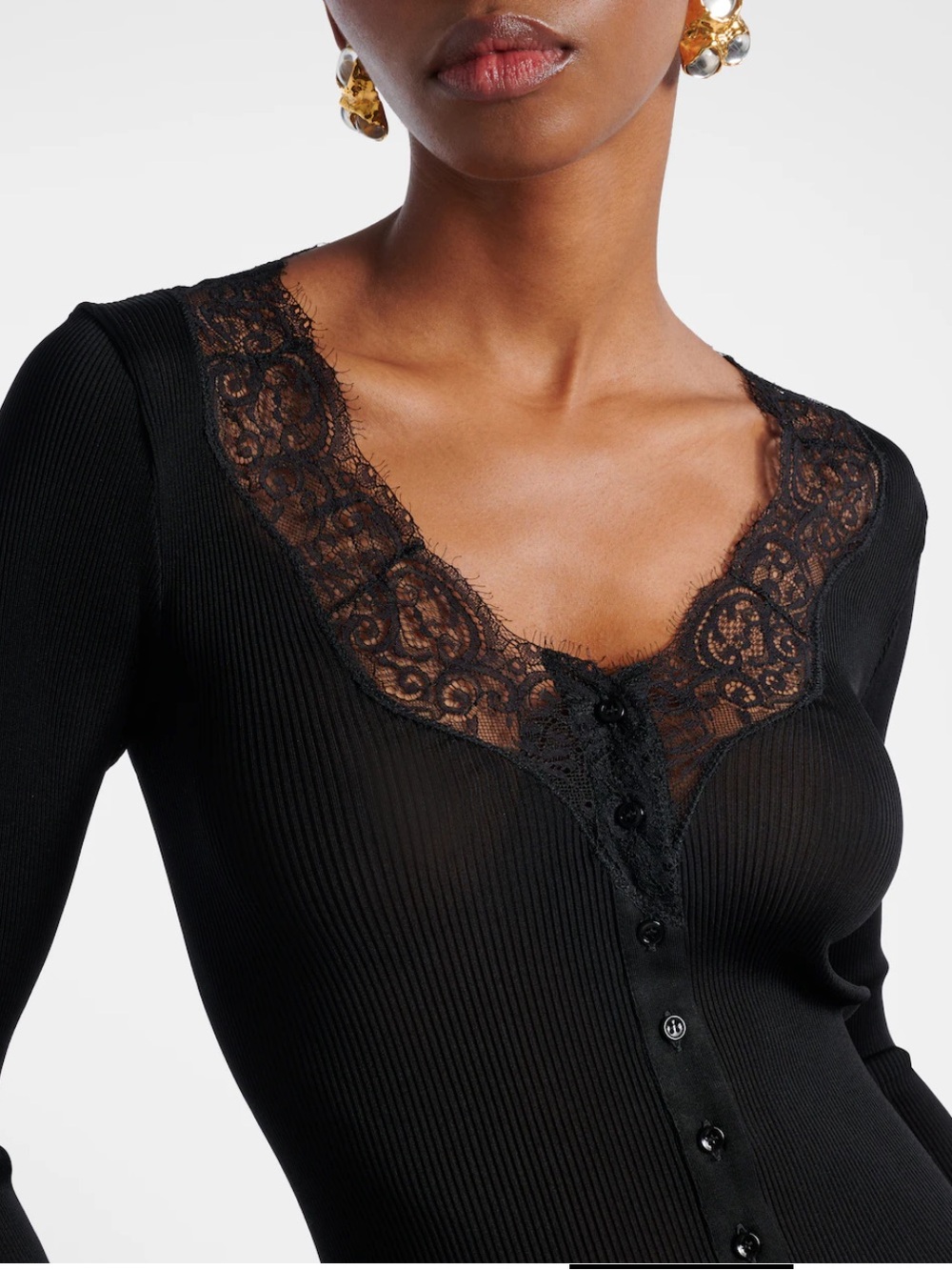 Saint Laurent Lace-trimmed semi-sheer silk top